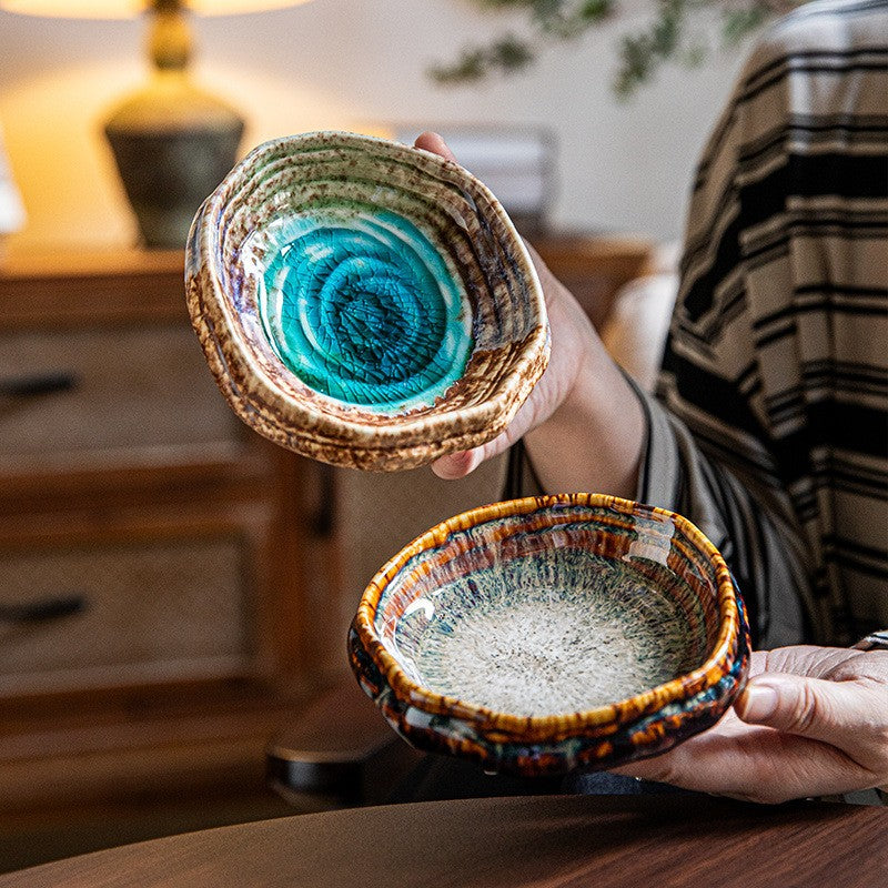 Embercrest Four-Leg Crackle Glaze Dish