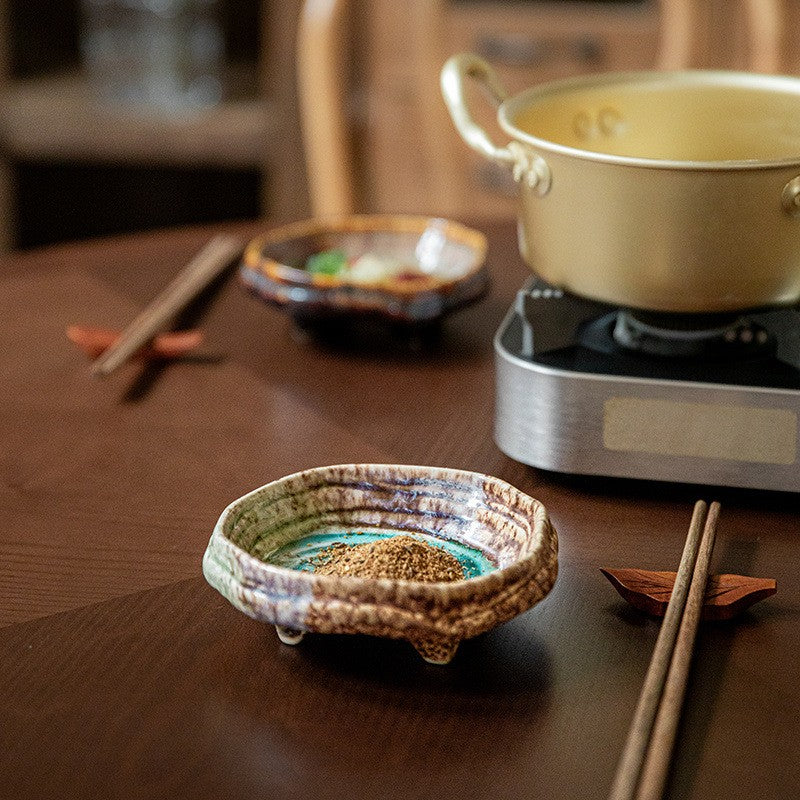Embercrest Four-Leg Crackle Glaze Dish