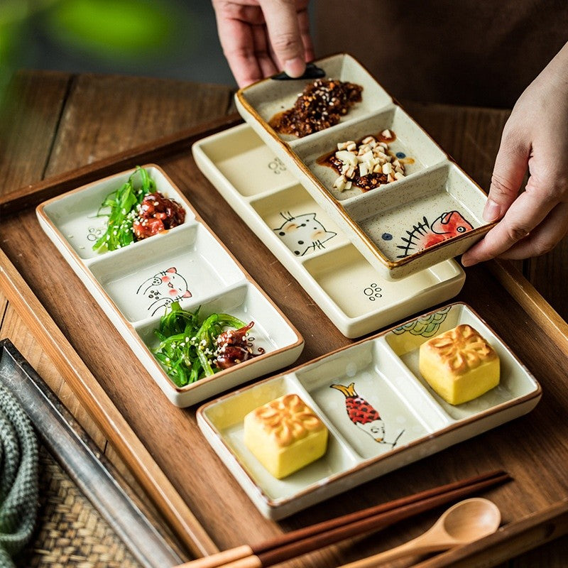 Koyo Trio-Section Ceramic Sauce Plate