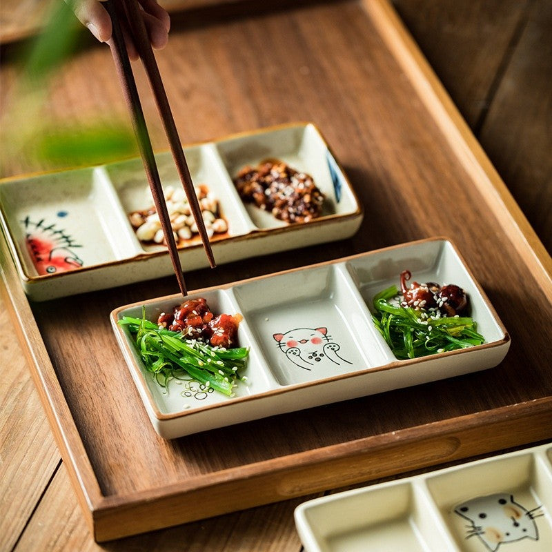 Koyo Trio-Section Ceramic Sauce Plate
