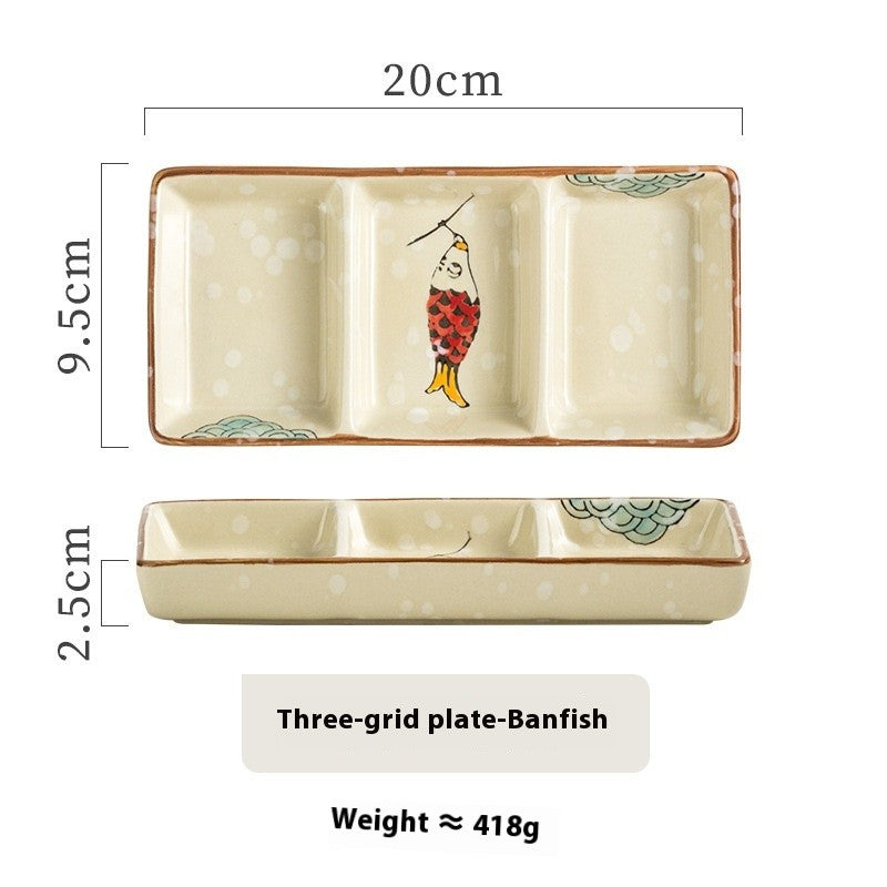 Koyo Trio-Section Ceramic Sauce Plate