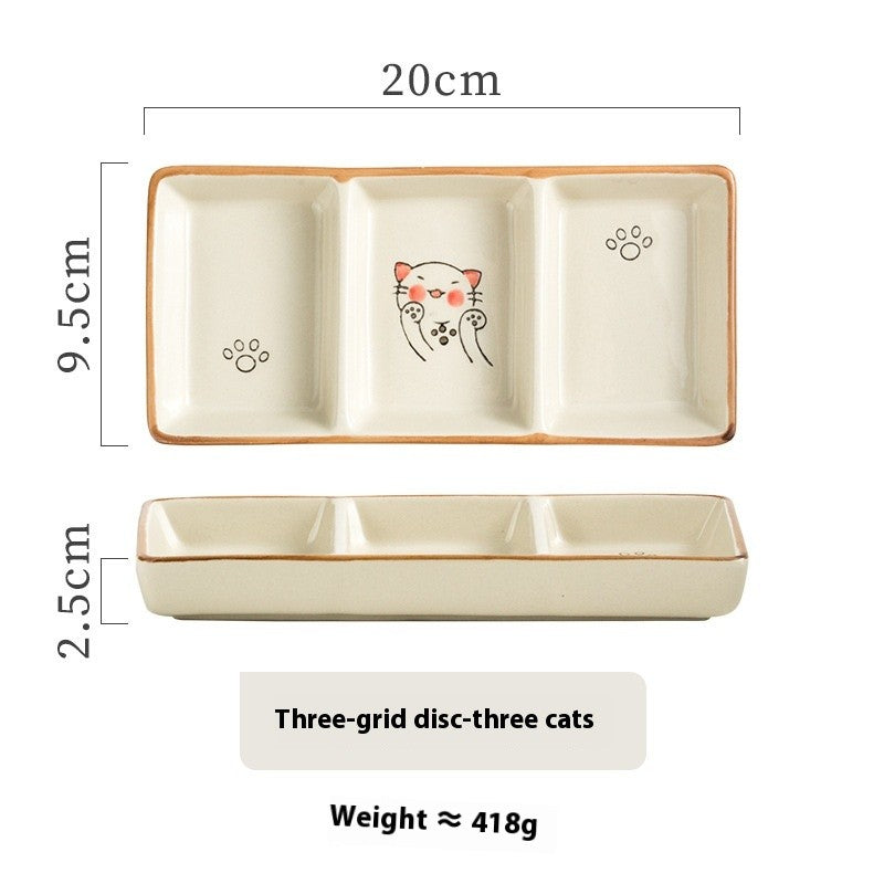 Koyo Trio-Section Ceramic Sauce Plate