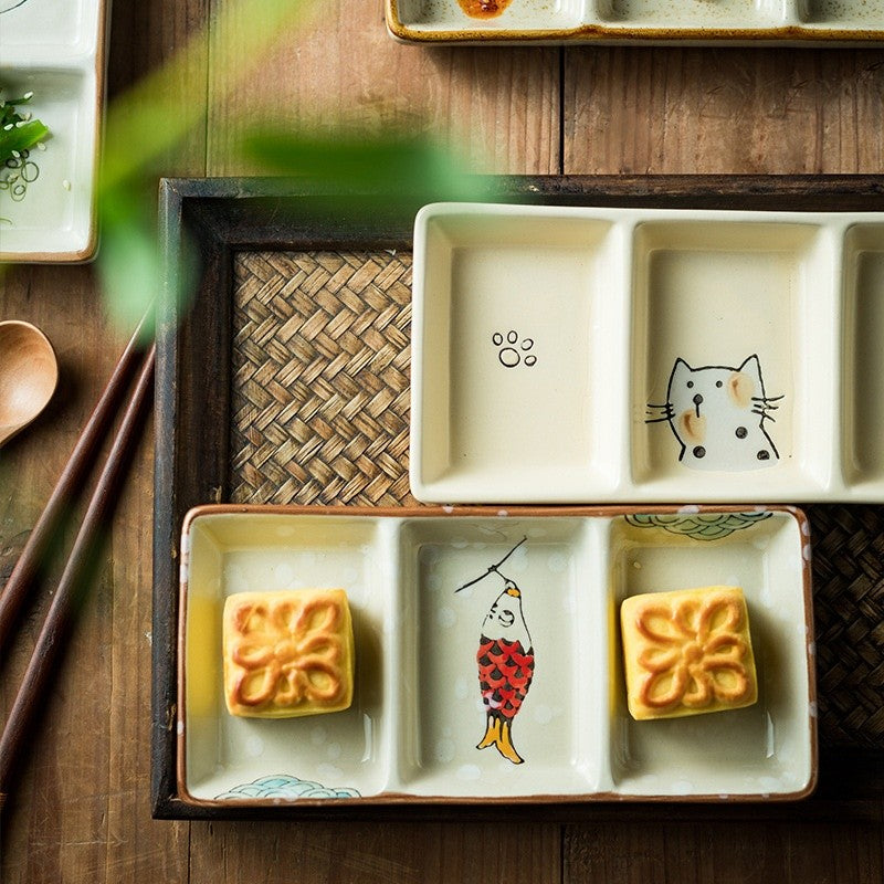 Koyo Trio-Section Ceramic Sauce Plate
