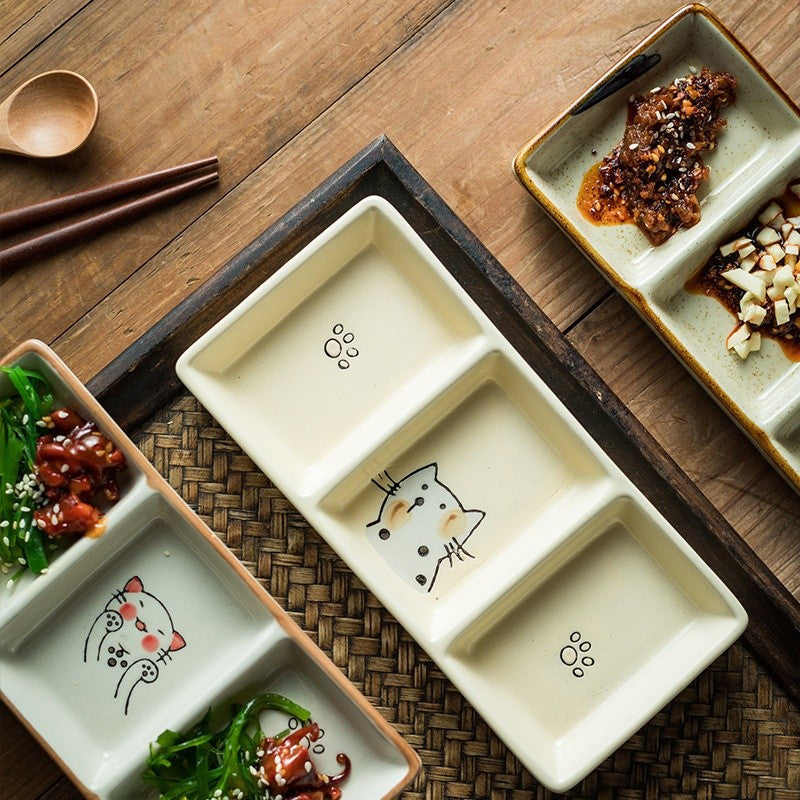Koyo Trio-Section Ceramic Sauce Plate