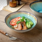 Midnight Shard Crackle-Glaze Salad Bowl